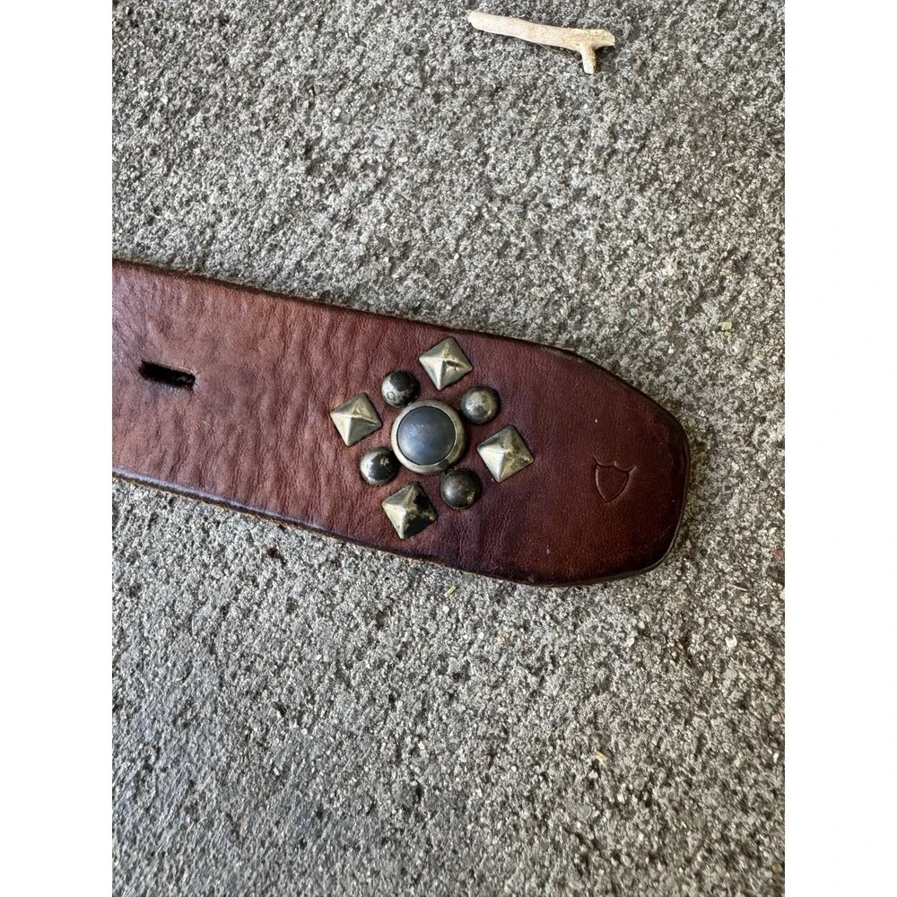 HTC Leather Belt Studded Brown Size 42 Rockabilly 40s 50s Vintage Style
